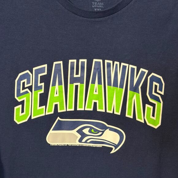 Seattle Seahawks NFL Team Apparel T-Shirt XXL Blue Neon Green Logo Cotton NWOT - Picture 2 of 4